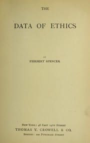 Front cover of The data of ethics by Herbert Spencer