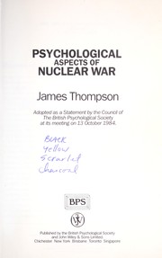 Front cover of Psychological aspects of nuclear war by James A. Thompson