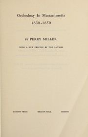 Front cover of Orthodoxy in Massachusetts, 1630-1650 by Perry Miller