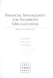 Cover of Financial management for nonprofit organizations by John T. Zietlow