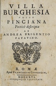 Front cover of Villa Burghesia vulgo Pinciana by Andrea Brigenti