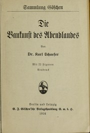 Cover of Die baukunst des abendlandes by Karl Schaefer