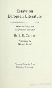 Front cover of Essays on European literature = by Ernst Robert Curtius