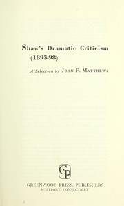 Cover of Dramatic criticism, 1895-1898 by John F. Matthews