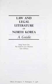 Cover of Law and legal literature of North Korea by Sung Yoon Cho