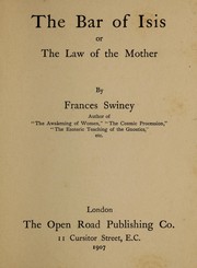 Front cover of The bar of Isis by Frances Swiney