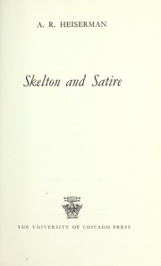 Front cover of Skelton and satire by Arthur Ray Heiserman