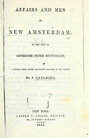 Front cover of Affairs and men of New Amsterdam by J. Paulding