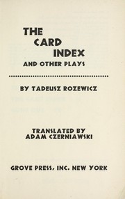 Front cover of The card index, and other plays by Tadeusz Różewicz