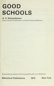 Front cover of Good schools by Henry Philip Schoenheimer