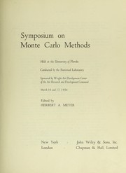 Front cover of Symposium on Monte Carlo methods by University of Florida. Statistical Laboratory.