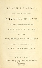Front cover of Plain reasons for new-modelling Poynings' Law by Mountmorres of Castlemorres, Hervey Redmond Morres Viscount