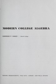 Front cover of Modern college algebra by Elbridge Putnam Vance