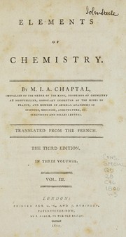 Cover of Elements of chemistry by Chaptal, Jean-Antoine-Claude comte de Chanteloup