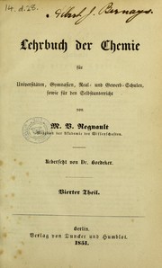 Cover of Lehrbuch der Chemie by Henri Victor Regnault