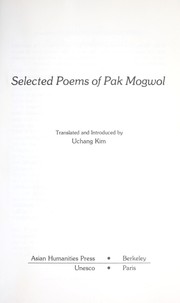 Front cover of Selected poems of Pak Mogwol by Mog-wŏl Pak