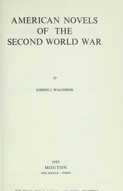 Front cover of American novels of the Second World War by Joseph J. Waldmeir