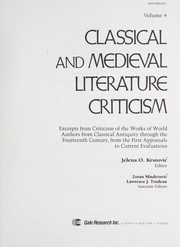 Front cover of Classical and medieval literature criticism by Unknown