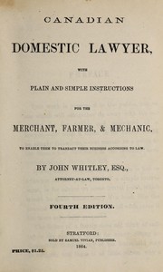 Cover of Canadian domestic lawyer by John Whitley