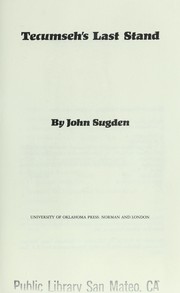 Cover of Tecumseh's last stand by John Sugden