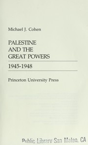 Cover of Palestine and the Great Powers, 1945-1948 by Michael Joseph Cohen