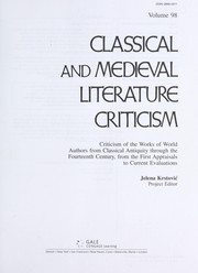 Front cover of Classical and medieval literature criticism by Unknown