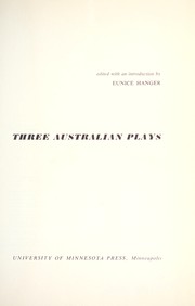 Cover of Three Australian plays by Eunice Hanger