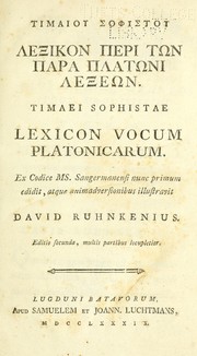 Cover of Timaiou Sophistou Lexikon peri t¿‍n para Plat¿‍ni lexe¿‍n = by Timaeus the Sophist