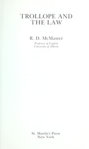 Cover of Trollope and the law by Rowland McMaster