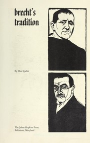 Cover of Brecht's tradition by Max Spalter