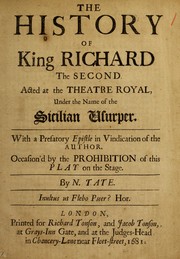 Front cover of The History of King Richard the Second by Nahum Tate