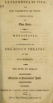 Front cover of La clemenza di Tito ; or The clemency of Titus by Pietro Metastasio