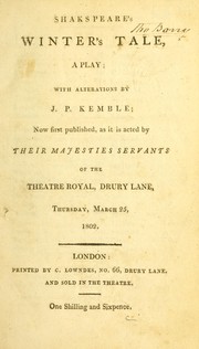 Cover of Shakspeare's Winter's tale by John Philip Kemble