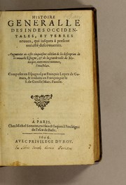 Cover of Histoire generalle des Indes Occidentales, et terres neuues, qui iusques à present ont esté descouuertes by Francisco López de Gómara