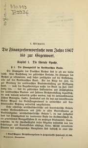 Front cover of Die Finanzreformversuche im deutschen Reiche von 1867 bis zur Gegenwart by Egbert Begemann