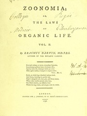 Front cover of Zoonomia : or, the laws of organic life by Erasmus Darwin