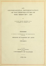 Front cover of An experimental determination of the temperature of the mercury arc by Lloyde Slote Dancey