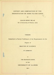 Front cover of Extent and composition of the incrustation on some filter sands by C. E. Millar