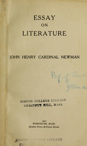Front cover of Essay on literature by John Henry Newman