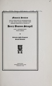 Front cover of Memorial services held in the House of Representatives of the United States by United States. 78th Cong., 2d sess., 1944. House.