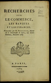 Cover of Recherches sur le commerce, les banques et les finances by Nicolas Bergasse