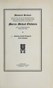 Front cover of Memorial services held in the House of Representatives of the United States by United States. 77th Cong., 1st sess., 1941-1942. House.