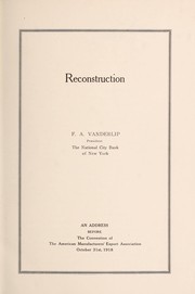 Cover of Reconstruction by Frank A. Vanderlip