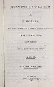 Front cover of The statutes at large of Virginia by Virginia