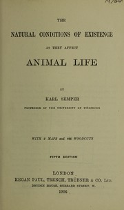 Front cover of The natural conditions of existence as they affect animal life by C. Semper