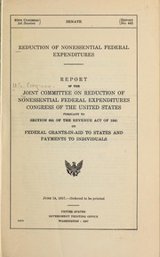 Cover of Reduction of nonessential federal expenditures by United States. Congress. Joint Committee on Reduction of Nonessential Federal Expenditures.