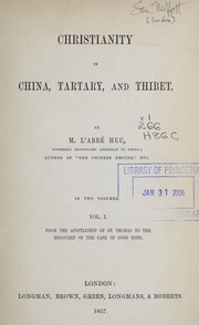 Front cover of Christianity in China, Tartary and Tibet by Evariste Régis Huc