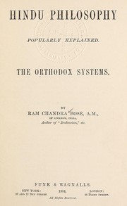 Front cover of Hindu Philosophy Popularly Explained: The Orthodox Systems by Ram Chandra Bose