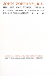 Front cover of John Zoffany, R.A by Manners, Victoria Lady