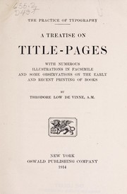 Front cover of A treatise on title-pages by Theodore Low De Vinne